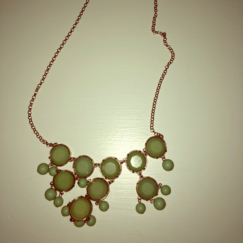 Vintage inspired green and gold  necklace
